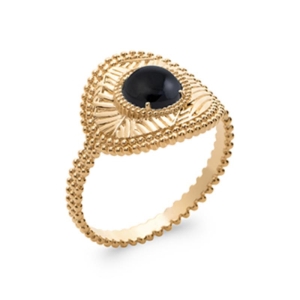 BAGUE PL-OR 750 3MIC AGATE NOIRE