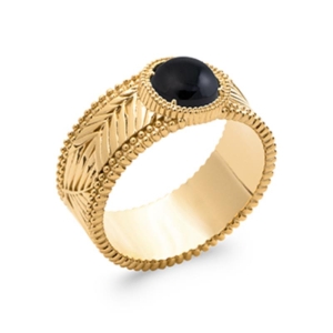 BAGUE PL-OR 750 3MIC AGATE NOIRE