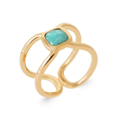 BAGUE PL-OR 750 3MIC AMAZONITE