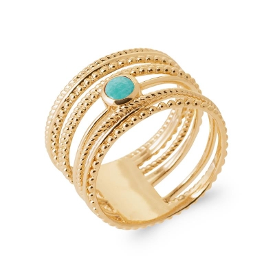 BAGUE PL-OR 750 3MIC AMAZONITE