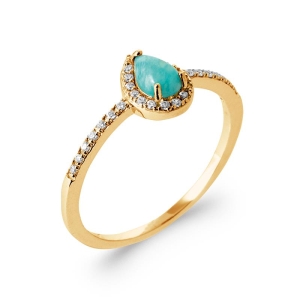 BAGUE PL-OR 750 3MIC AMAZONITE