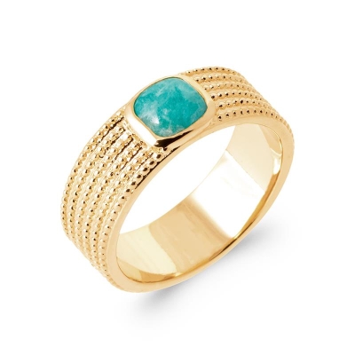 BAGUE PL-OR 750 3MIC AMAZONITE