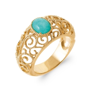 BAGUE PL-OR 750 3MIC AMAZONITE