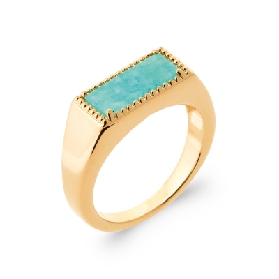 BAGUE PL-OR 750 3MIC AMAZONITE