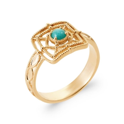 BAGUE PL-OR 750 3MIC AMAZONITE