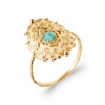 BAGUE PL-OR 750 3MIC AMAZONITE
