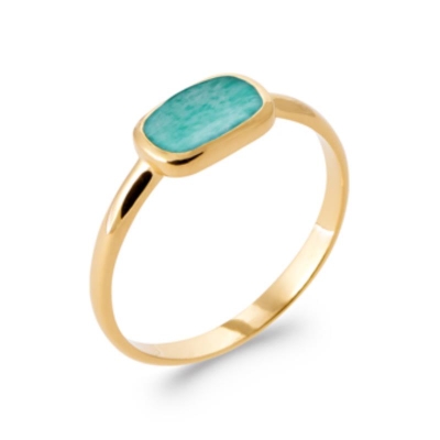 BAGUE PL-OR 750 3MIC AMAZONITE