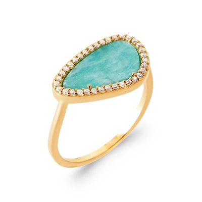 BAGUE PL-OR 750 3MIC AMAZONITE