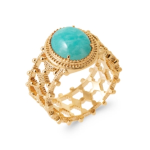 BAGUE PL-OR 750 3MIC AMAZONITE
