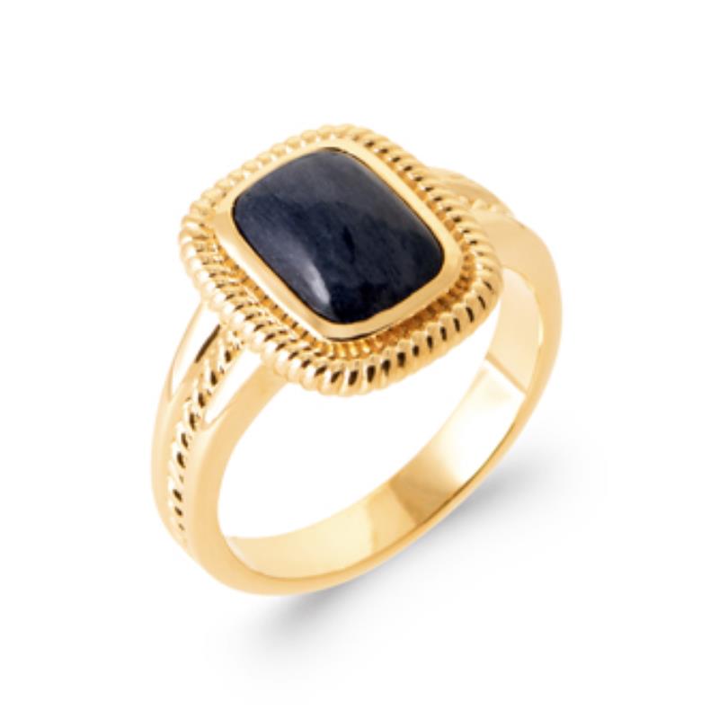 BAGUE PL-OR 750 3MIC AVENTURINE BLEUE