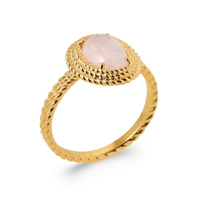 BAGUE PL-OR 750 3MIC QUARTZ ROSE