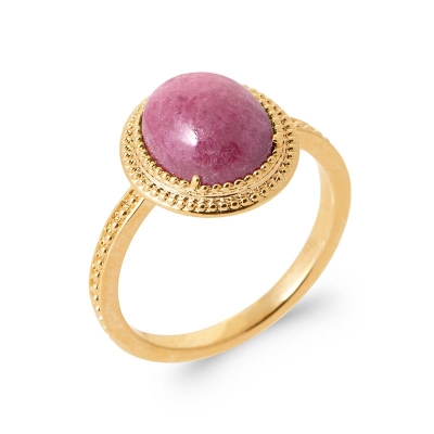 BAGUE PL-OR 750 3MIC RHODONITE