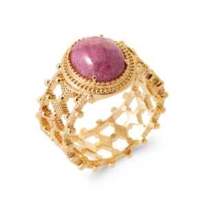 BAGUE PL-OR 750 3MIC RHODONITE