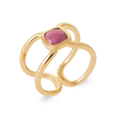 BAGUE PL-OR 750 3MIC RHODONITE