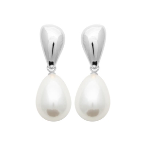 B.O ACIER PVD COULEUR ARGENT PERLES IMIT