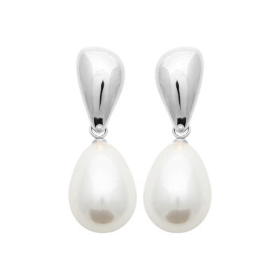 B.O ACIER PVD COULEUR ARGENT PERLES IMIT