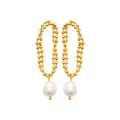 B.O ACIER PVD DORÉ PERLES IMIT