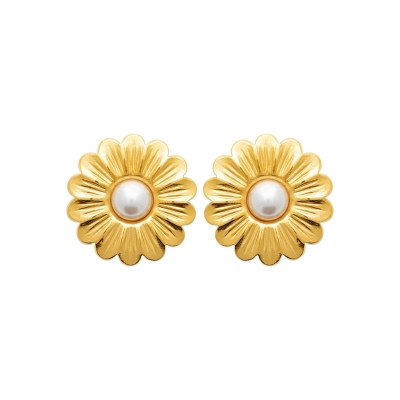 B.O ACIER PVD DORÉ PERLES IMIT