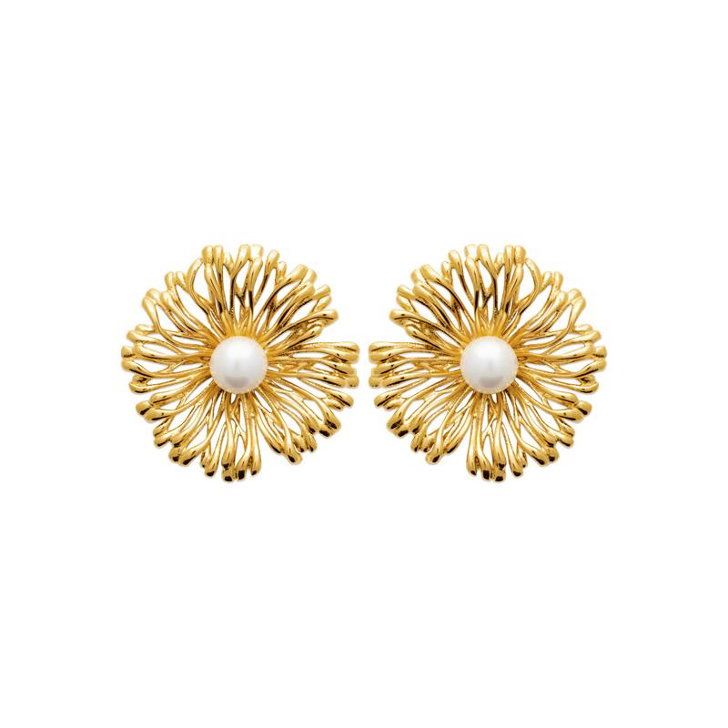 B.O ACIER PVD DORÉ PERLES IMIT