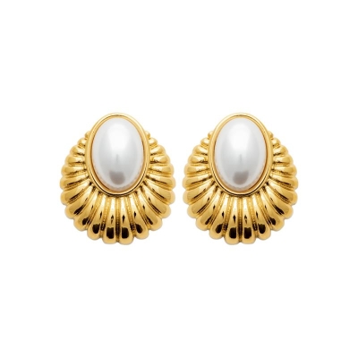 B.O ACIER PVD DORÉ PERLES IMIT