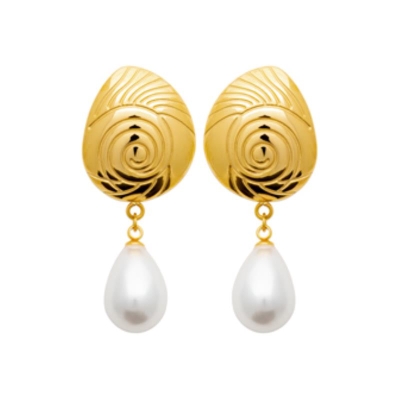 B.O ACIER PVD DORÉ PERLES IMIT