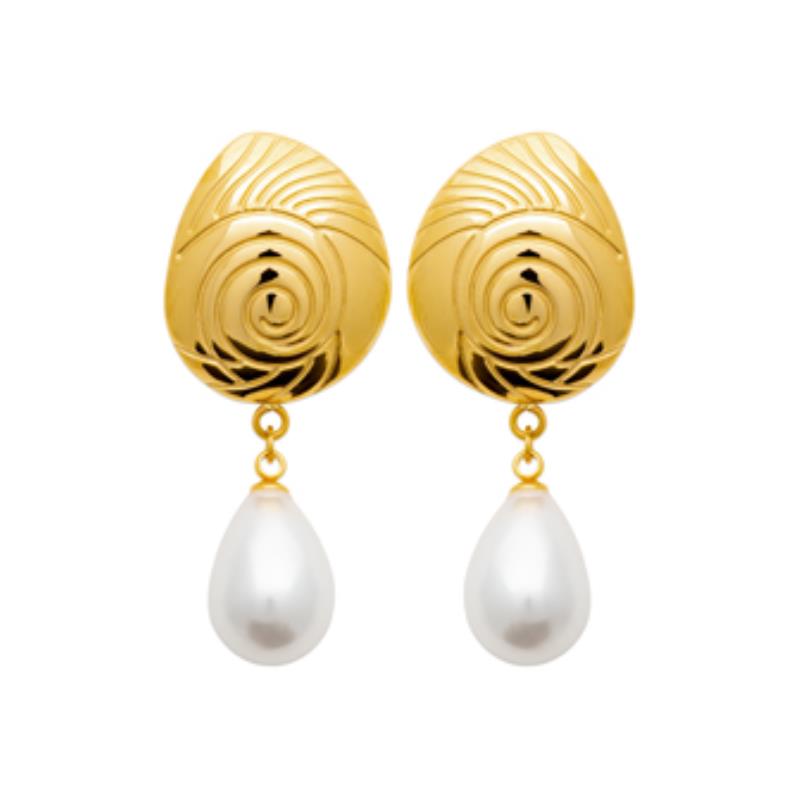 B.O ACIER PVD DORÉ PERLES IMIT