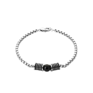 BRACELET ACIER AGATE NOIRE