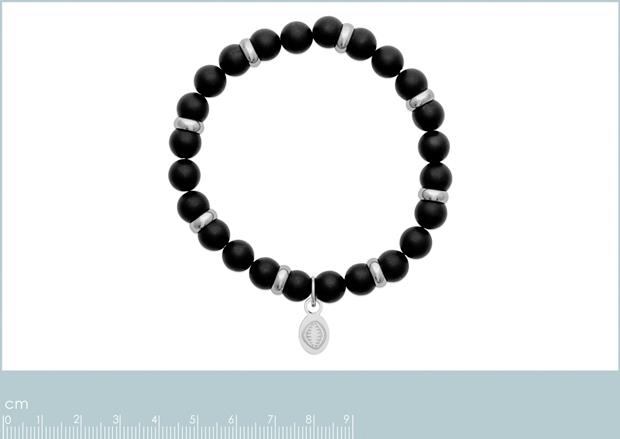 Pulsera Acero 316. Pvd Plateado. Agata Negra - 3z1202560