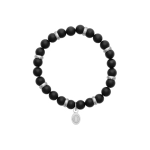 BRACELET ACIER AGATE NOIRE MATE