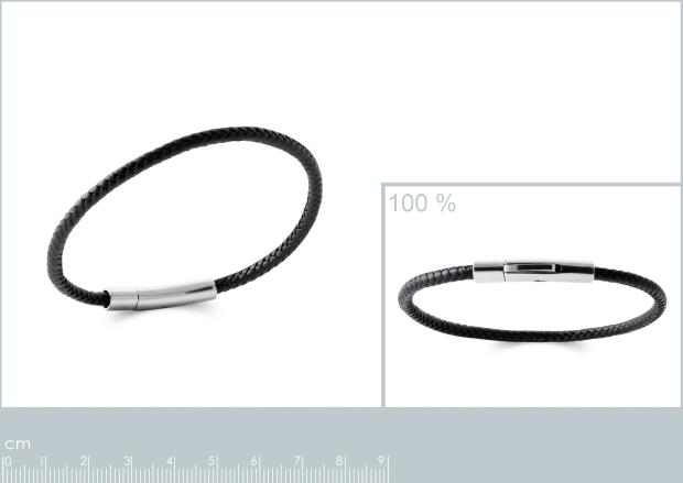 Pulsera Acero 316. Pvd Plateado. Cuero - 3z1209919