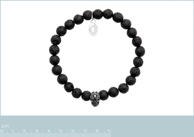 Pulsera Acero 316. Pvd Plateado. Piedra de Lava - 3z1203160