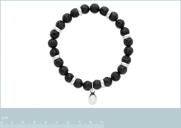 Pulsera Acero 316. Pvd Plateado. Piedra de Lava- 3z1202260