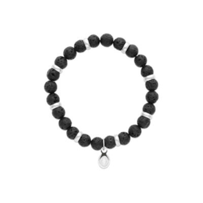 BRACELET ACIER PIERRE DE LAVE