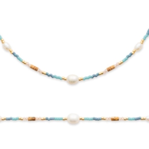 BRACELET ACIER PVD DORÉ PERLE DE CULTURE