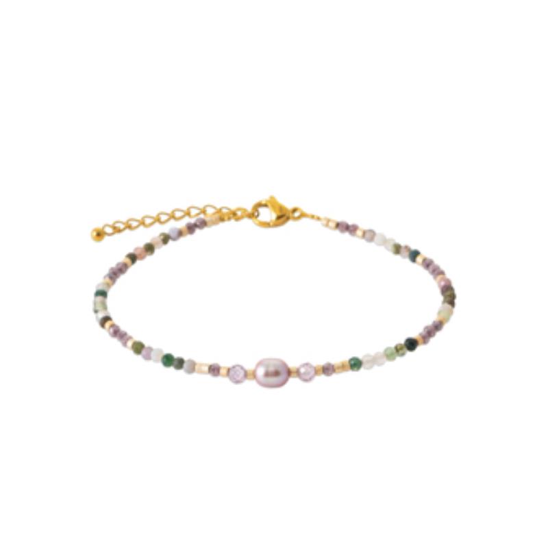 Pulsera y Collar Acero 316. Pvd Amarillo. Piedra Color - 3z1228318