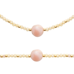 BRACELET ACIER PVD DORÉ RHODONITE