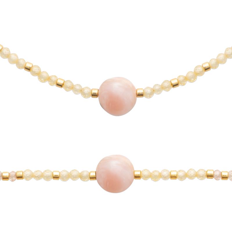 BRACELET ACIER PVD DORÉ RHODONITE