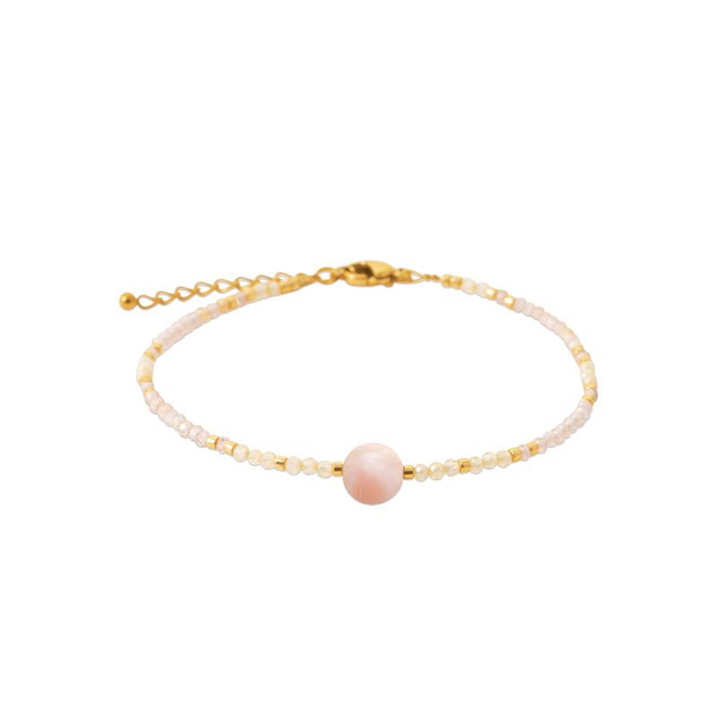 Pulsera y Collar Acero 316. Pvd Amarillo. Rodonita - 3z1227318