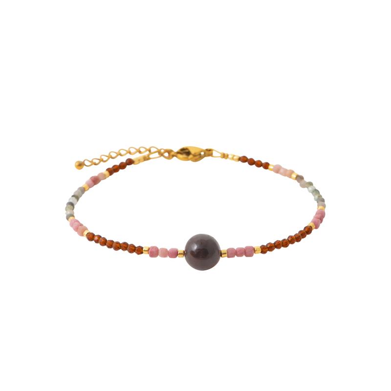 Pulsera y Collar Acero 316. Pvd Amarillo. Rodonita - 3z1227418