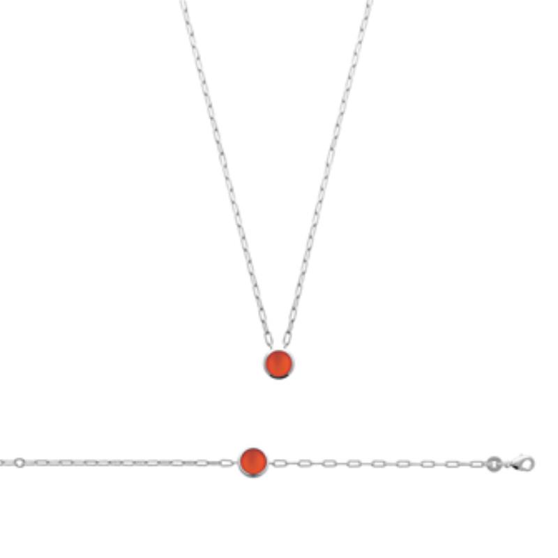 BRACELET ARGENT 925 RHODIE AGATE ROUGE