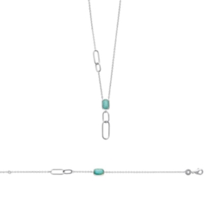 BRACELET ARGENT 925 RHODIE AMAZONITE