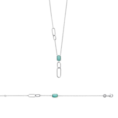 BRACELET ARGENT 925 RHODIE AMAZONITE