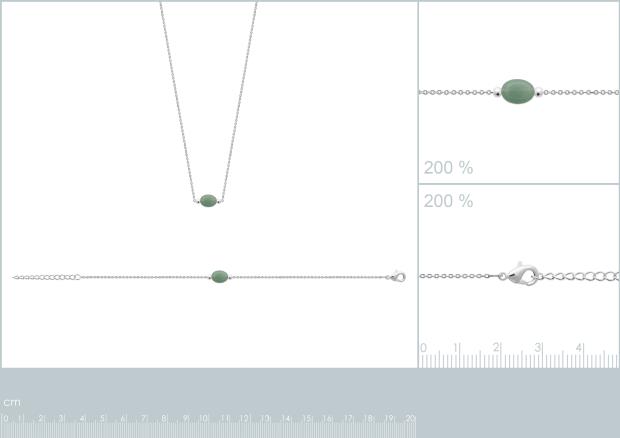 Pulsera, collar plata 925. rodio. Cuarzo verde - 8z7328418