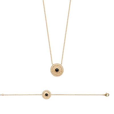 BRACELET PL-OR 750 3MIC AGATE NOIRE