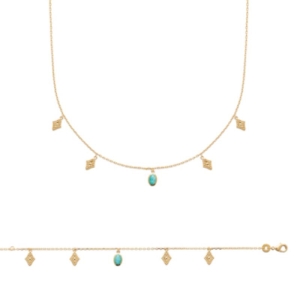 BRACELET PL-OR 750 3MIC AMAZONITE