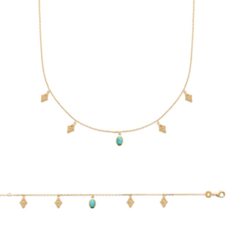 BRACELET PL-OR 750 3MIC AMAZONITE