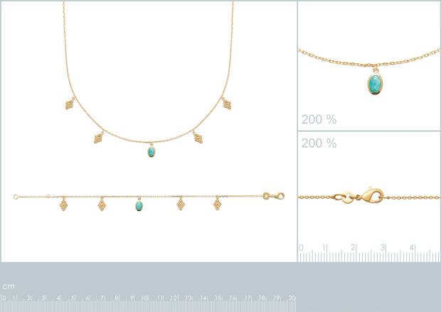 BRACELET PL-OR 750 3MIC AMAZONITE - 9z7374118