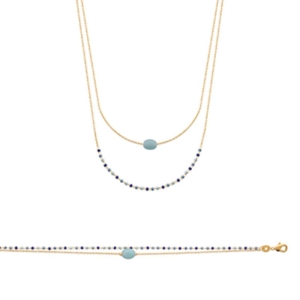 BRACELET PL-OR 750 3MIC AMAZONITE