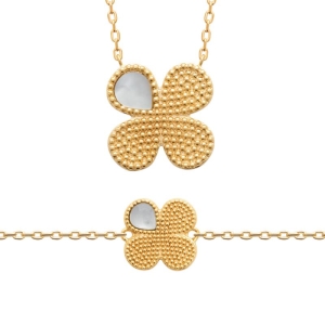 BRACELET PL-OR 750 3MIC NACRE