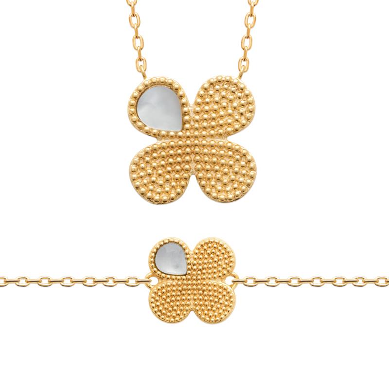 BRACELET PL-OR 750 3MIC NACRE